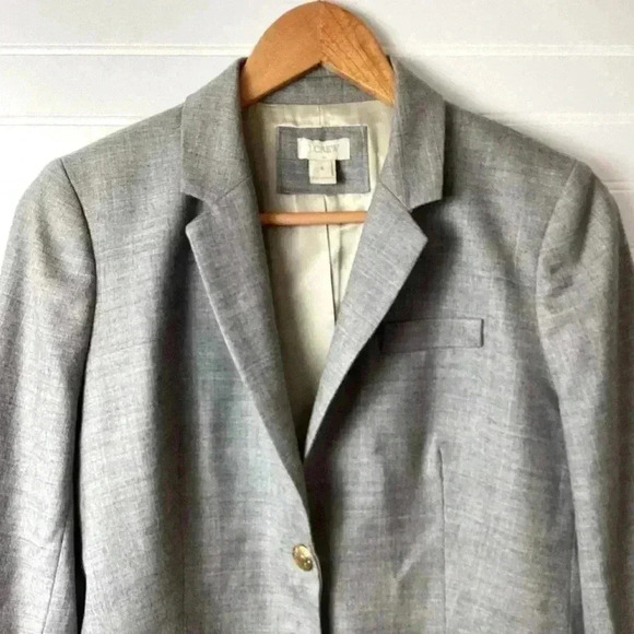 J Crew Womens Wool Notched Collar Button Up Jacket Blazer Light Gray Size - Picture 3 of 10
